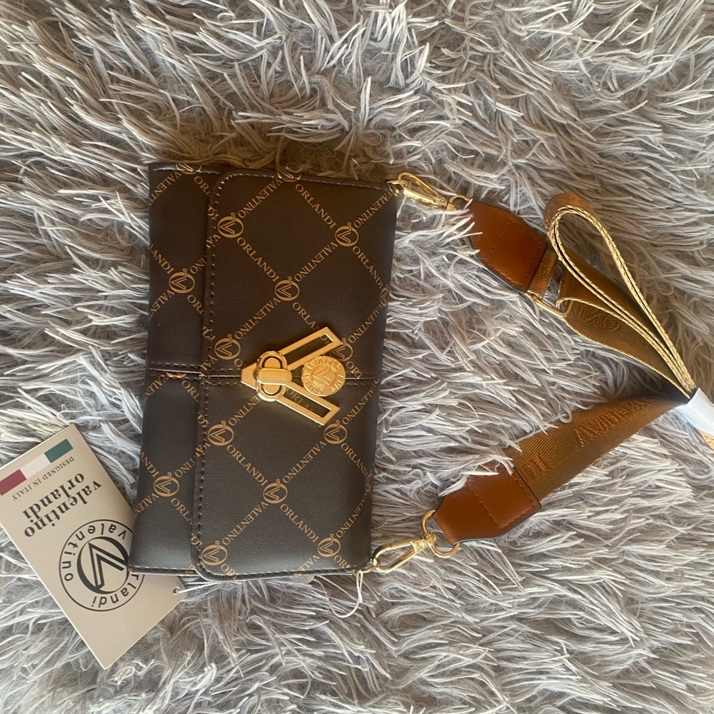 Valentino Brown Leather Crossbody Bag with Luxurious Finish